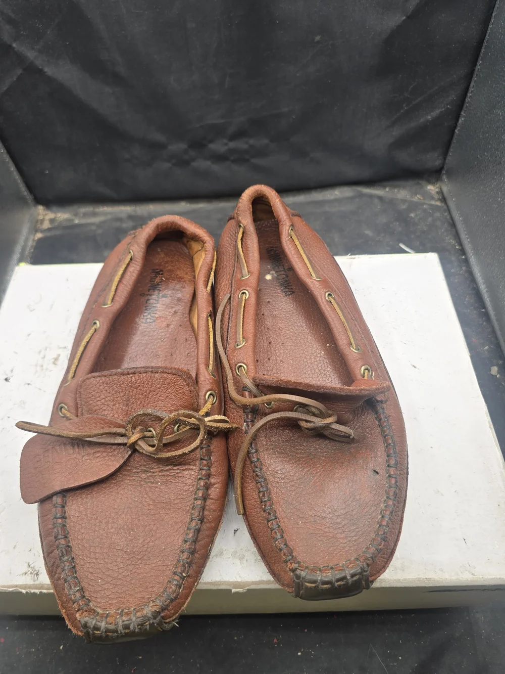 Minnetonka Brown Leather Boat Moccasins